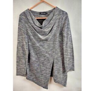 NEESHA Lagenlook Top Womens Large Gray Marled Cowl Neck Long Sleeve Artsy